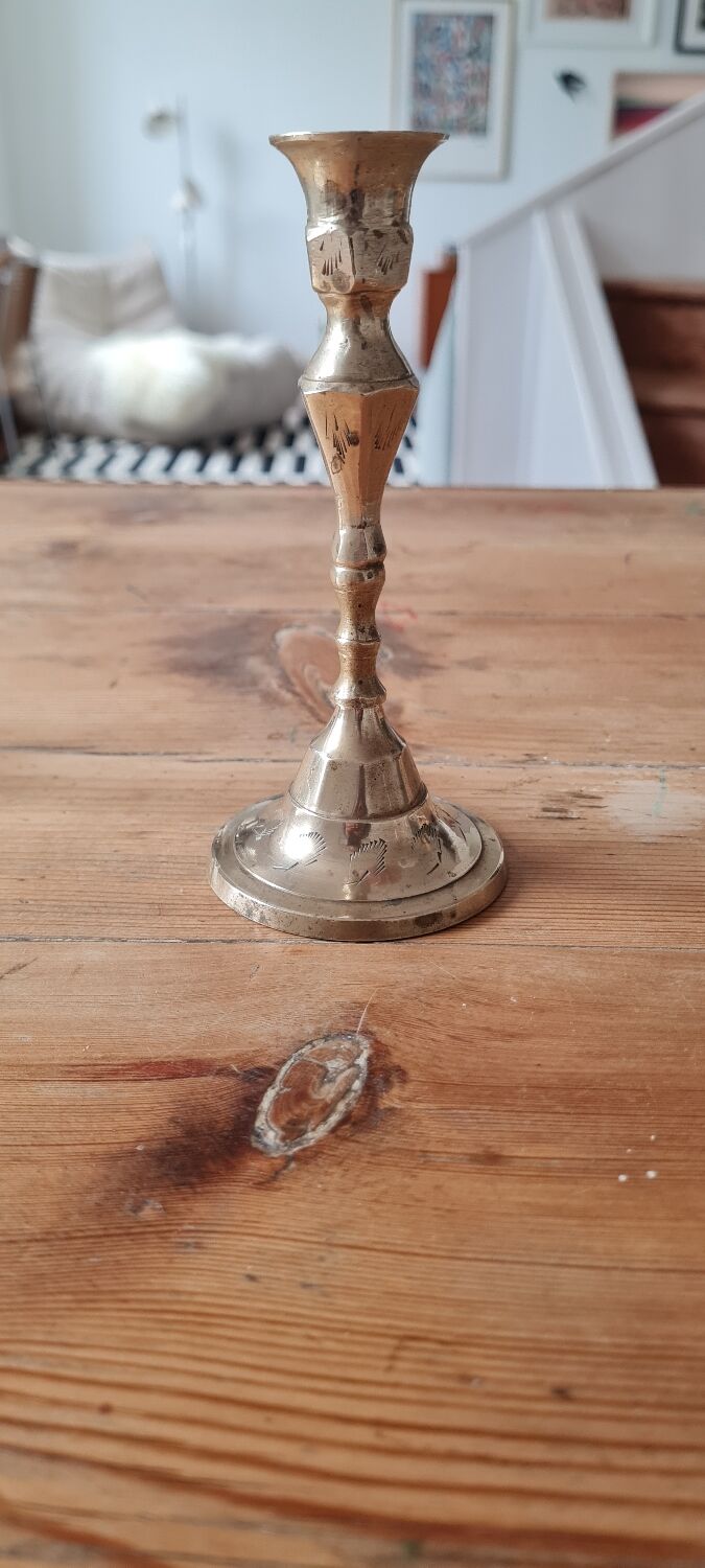 Pair of gilded brass candle holders