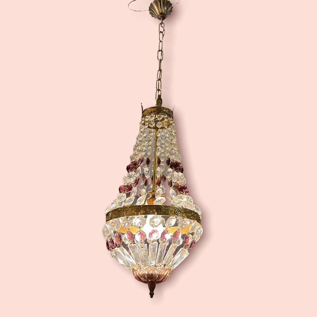 Italian Crystal Basket Chandelier