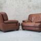 A pair of vintage Italian leather Lounge Chairs, 1970s