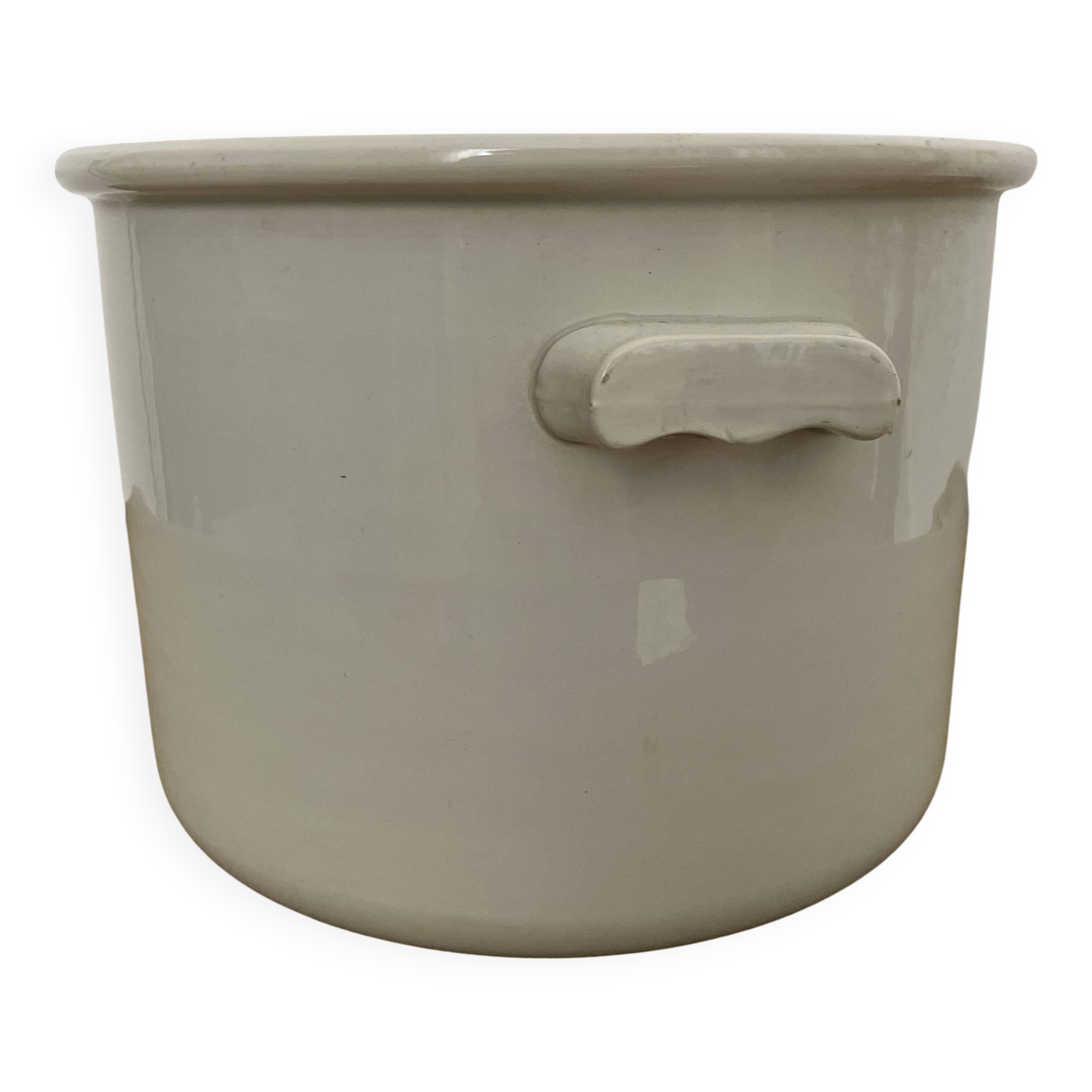 Large white earthenware pot - Creil and Montereau