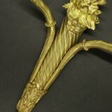 Pair of large Louis XVI style flower sconces from the 19th century - gilt bronze