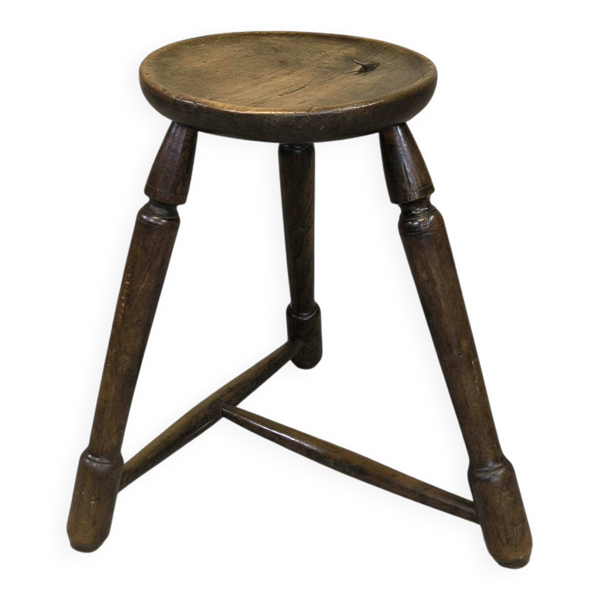 Vintage brutalist wooden tripod stool