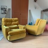 Pair of vintage mustard yellow armchair