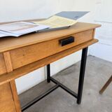 Modernist 50s oak metal desk