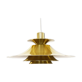 Suspension en aluminium de couleur dorée de Frandsen Lighting. Danemark années 1970
