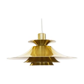Golden colored aluminum pendant light from Frandsen Lighting. Denmark 1970s