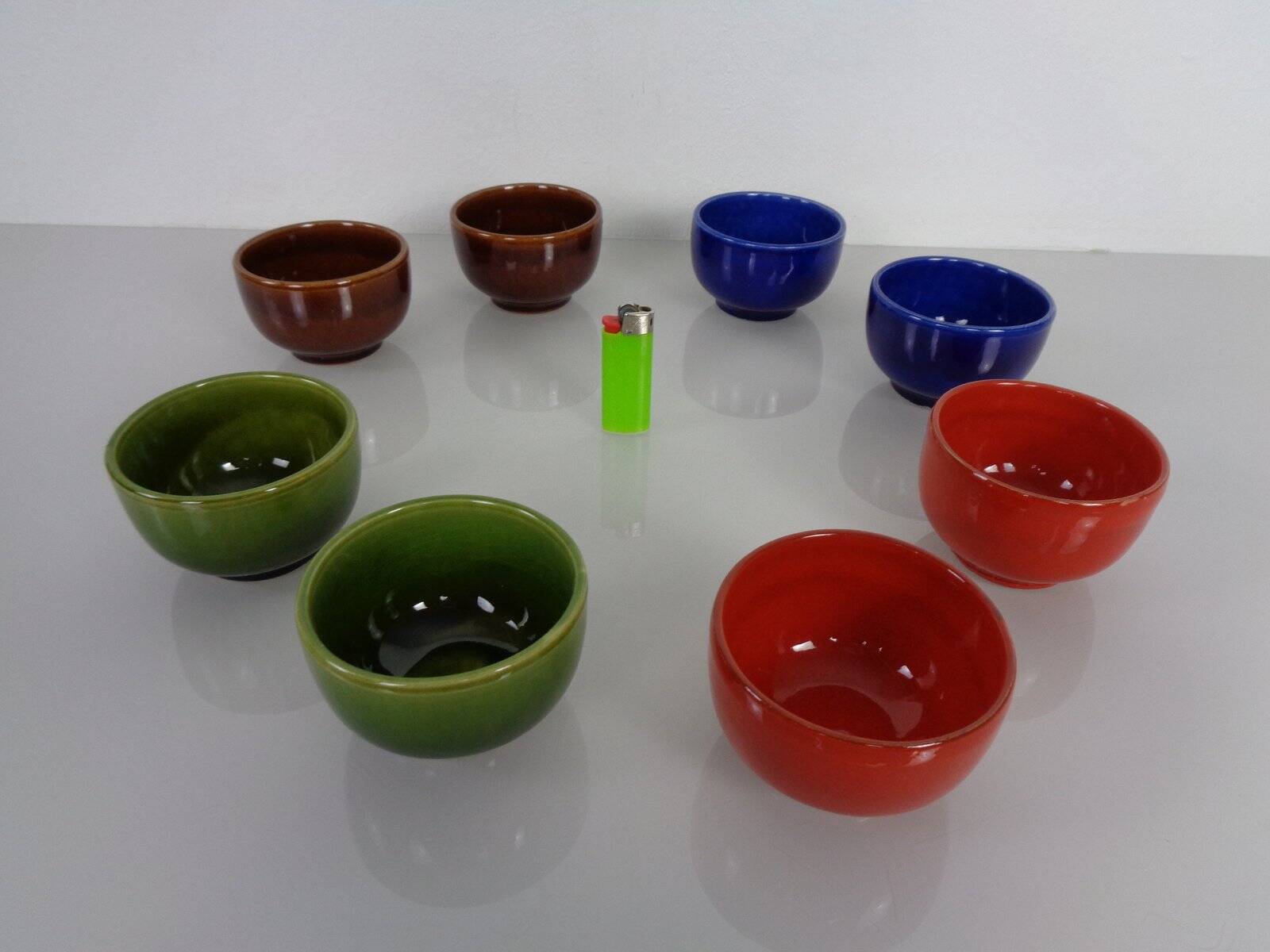 Rotating Teak Tray with Ceramic Bowls, Denmark, 1960s, Set of 10