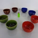 Rotating Teak Tray with Ceramic Bowls, Denmark, 1960s, Set of 10