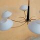 Lustre vintage 6 feux opaline et laiton doré