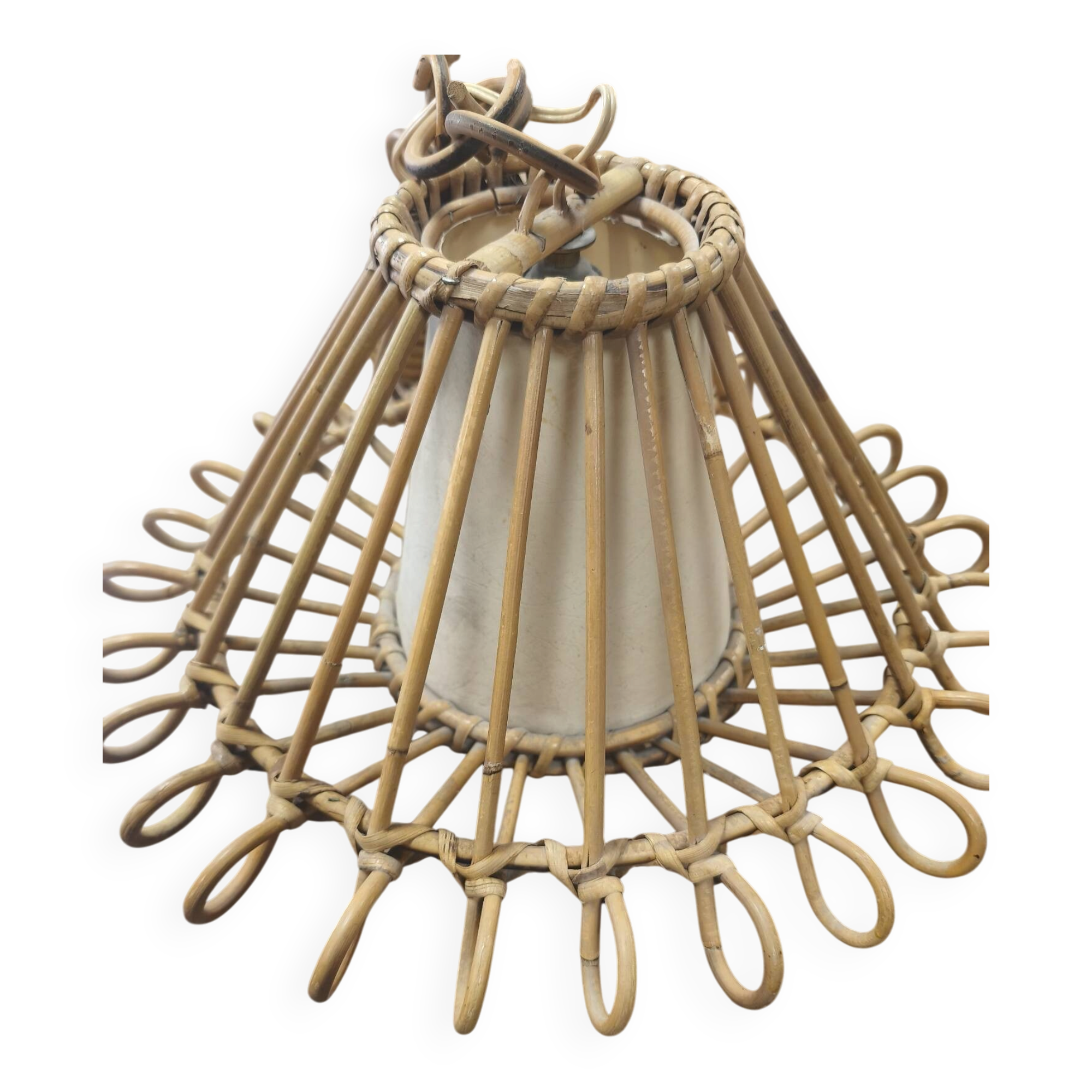 Vintage rattan ceiling light fixture