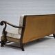 1960s, Danish 3-seater sofa, beige/brown furniture fabric, carved oak wood.