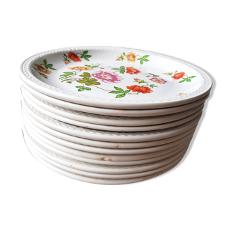 Lot 12 flowered plates Moulin des Loups