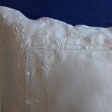 Taie pillow, very fine cotton, chalk white color, HD monogram
