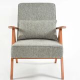 KOMPAS armchairs in grey and white.