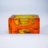 Cendrier glaçon orange par antonio imperatore, verre de murano, italie, 1970