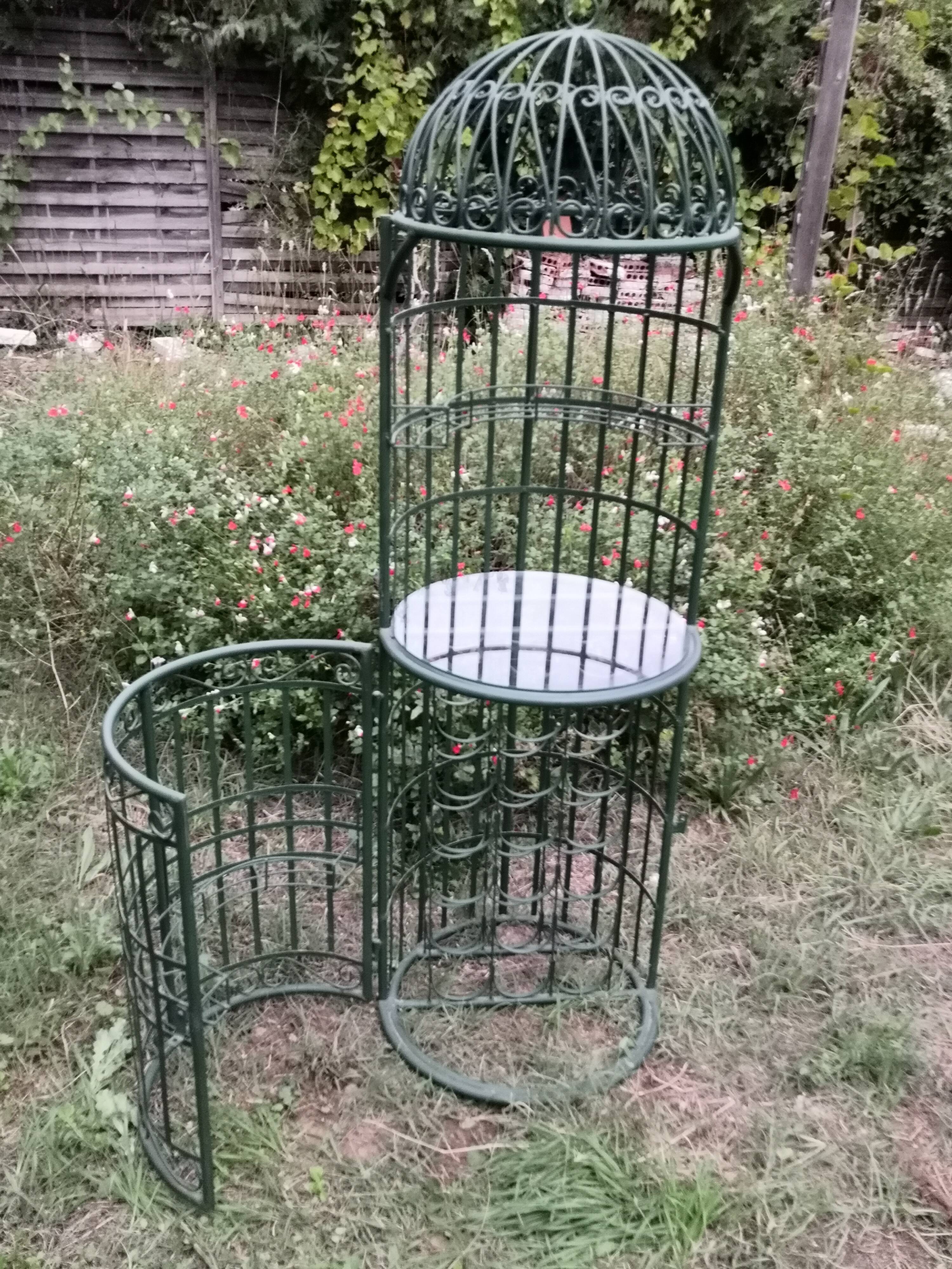 Meuble bar porte bouteille fer forgé vintage