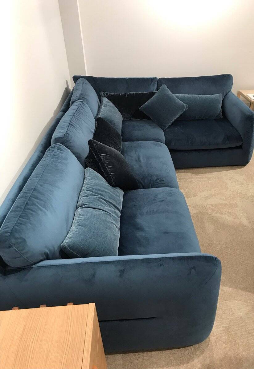 Blue Velvet Corner Sofa