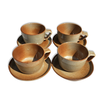 4 cups sandstone tea or coffee with 6 under-cups
