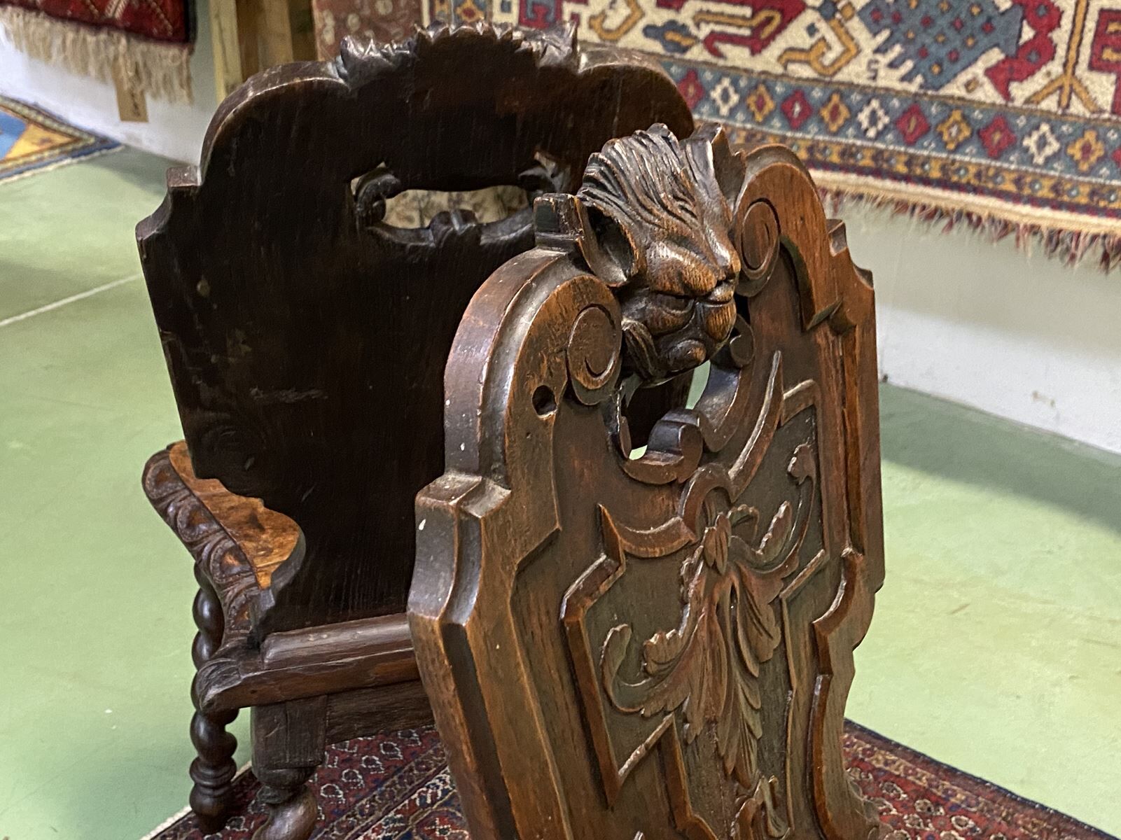 Pair of low 19th oak chairs