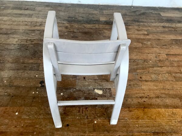 Fauteuil vintage pour enfant blanc, gris clair 1950