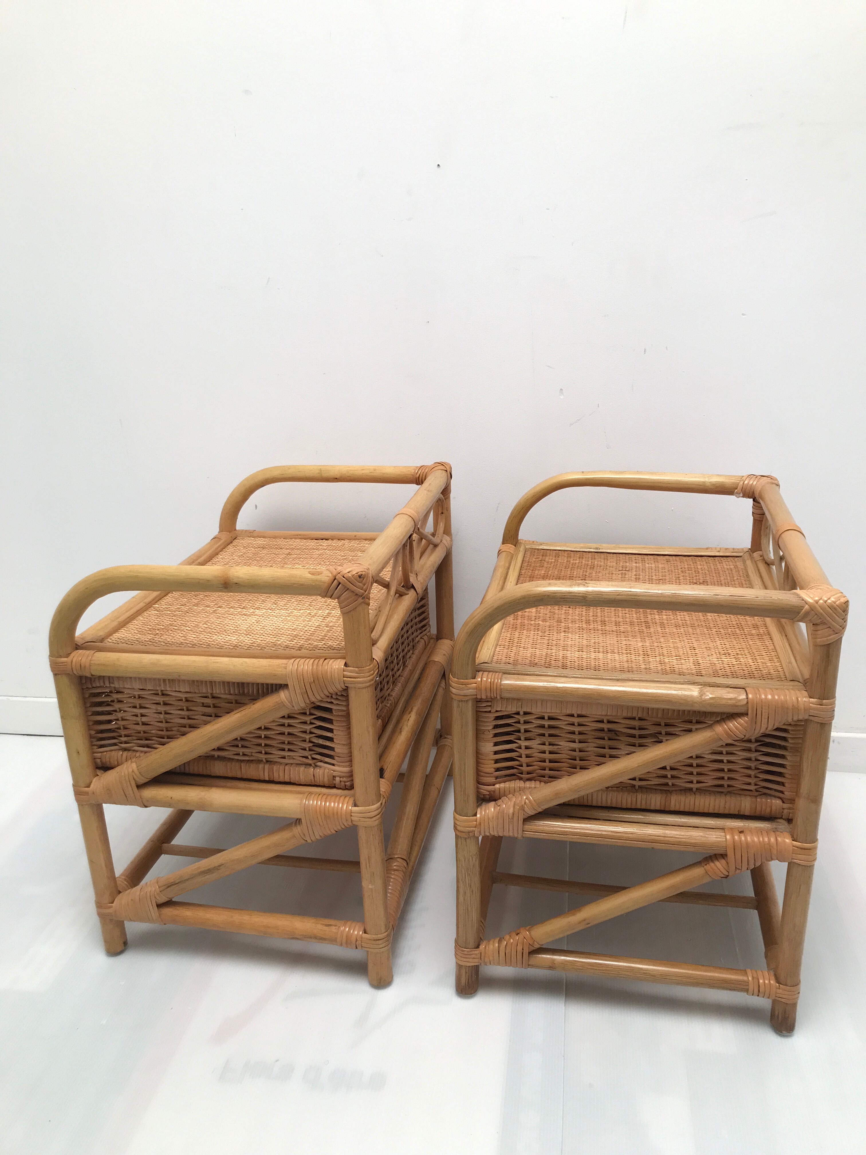 Vintage bamboo and rattan bedsides