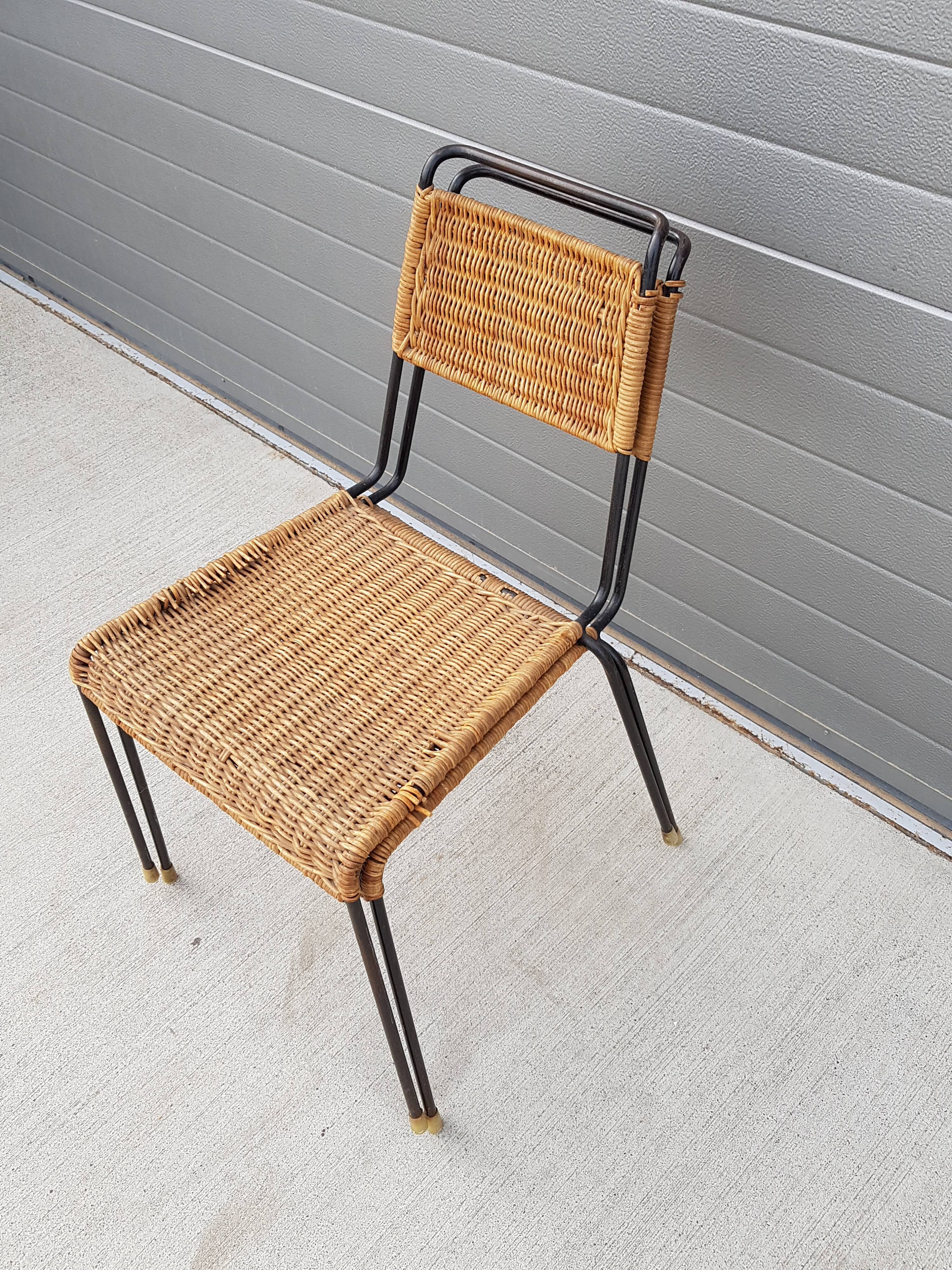 Chaises métal & rotin