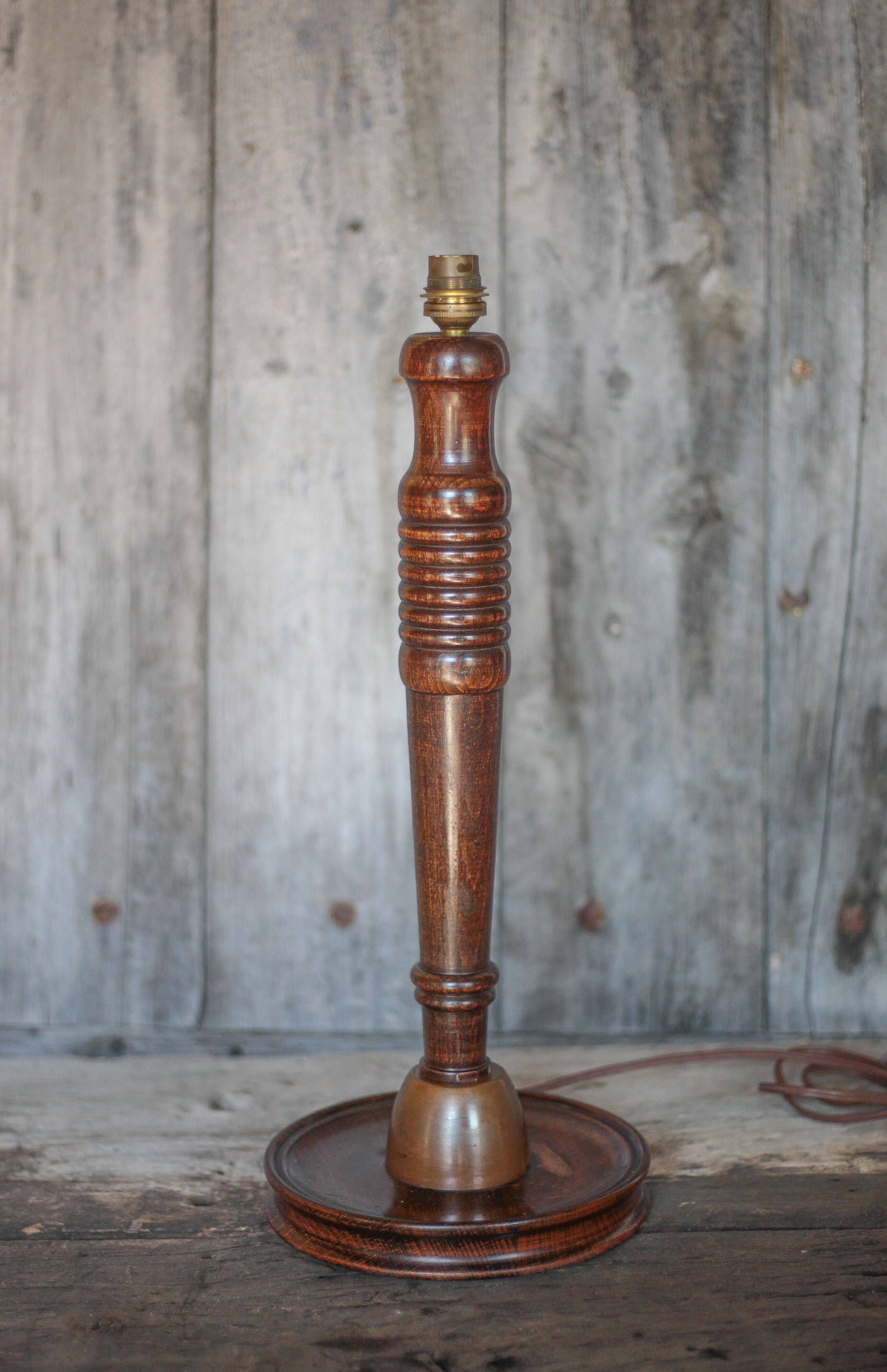 Vintage lamp, vintage lamp base, wooden and copper lamp base, lamp