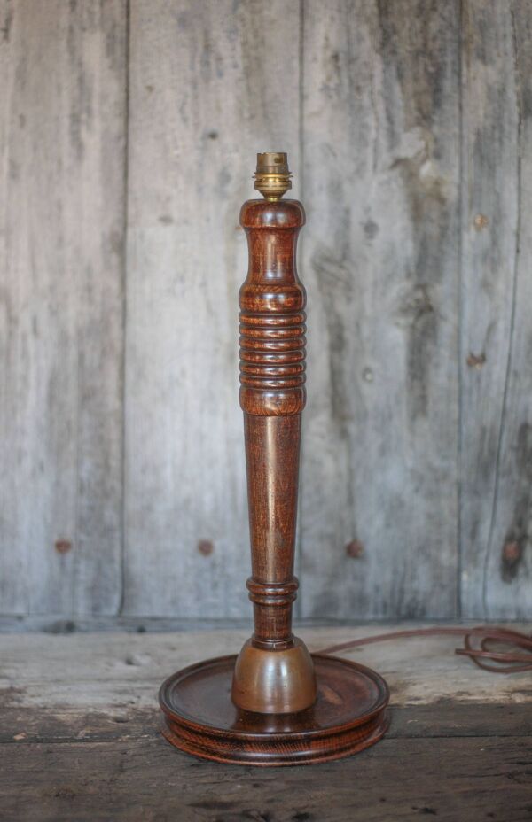 Lampe vintage, pied de lampe vintage, pied de lampe bois et cuivre, lampe