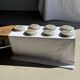 Set of 7 handmade grey glazed ceramic deep plates D18.5 H5.