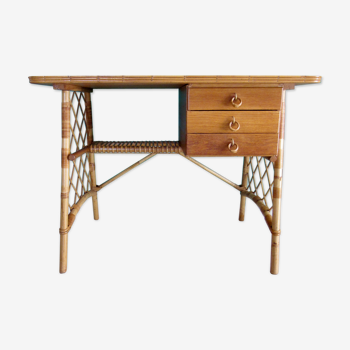 Bureau en rotin vintage.