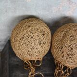 Set of 2 rattan and rope suspensions