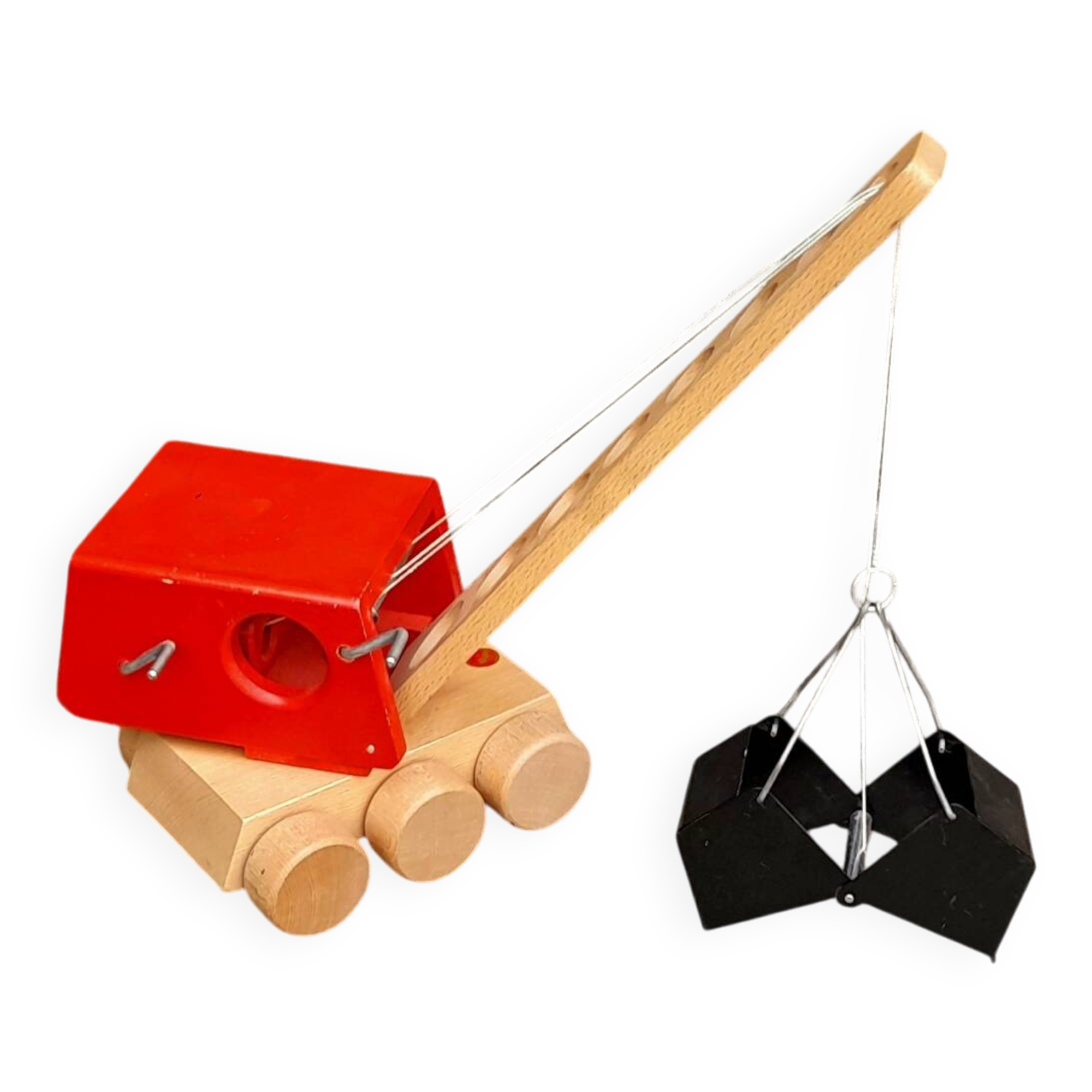 Wooden digger crane toy