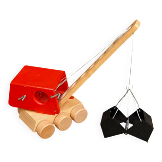 Wooden digger crane toy