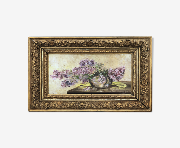 Tableau huile sur bois "Les Lilas"