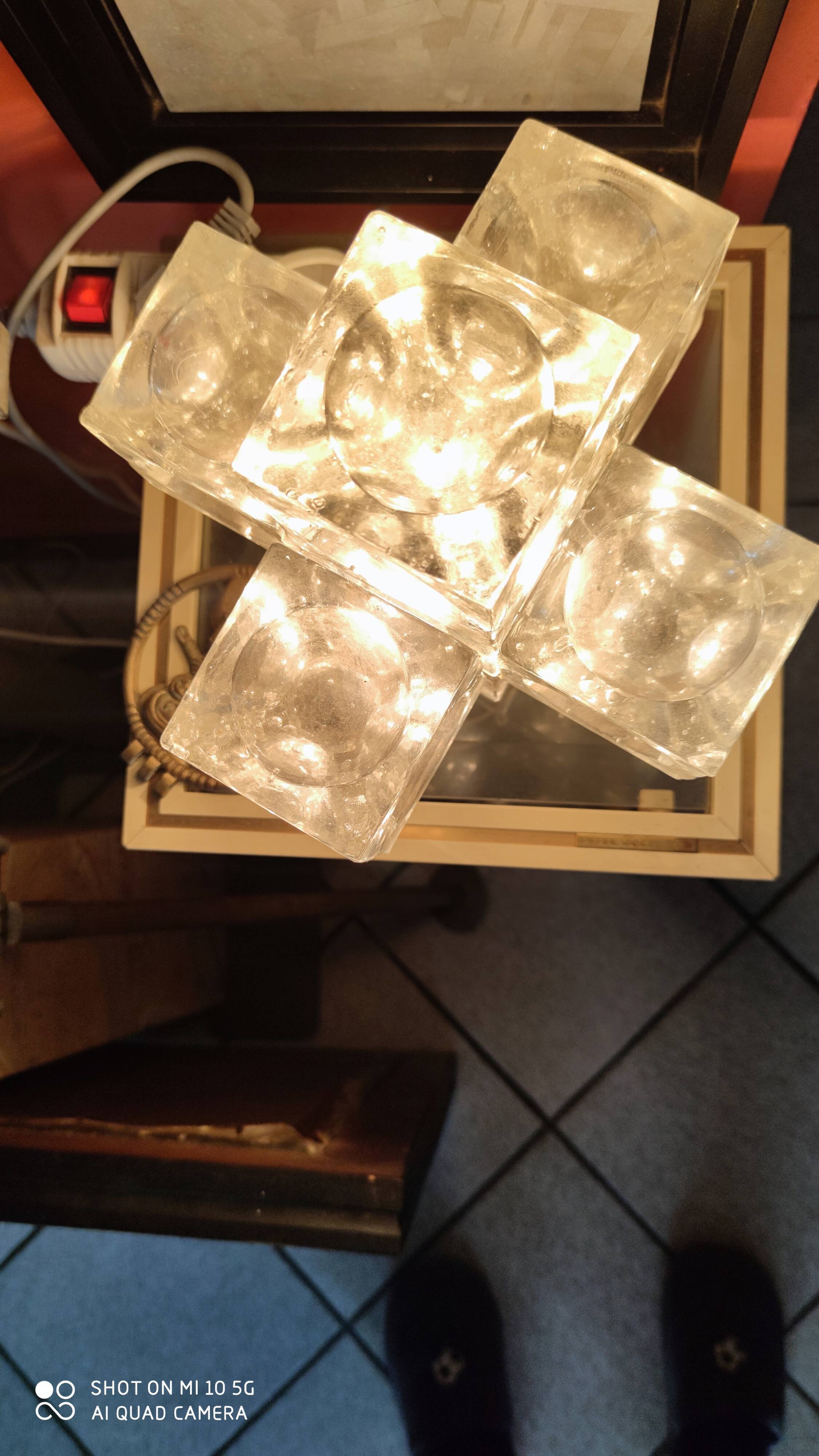 Ice cube glass lamp, circa 1960