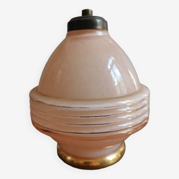 Vintage table lamp base in pink clichy glass