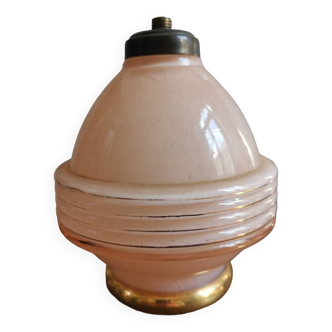 Vintage table lamp base in pink clichy glass