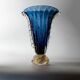 Vintage Murano glass vase by Barovier, royal blue with gold, 1960s.