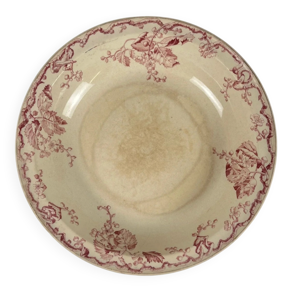 Saladier KG Lunéville Terre de fer, ''Fontainebleau'', rose, XIXe siècle