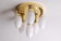 sputnik flush mount, atomic brass ceiling fixture with six opaline cone shaped globes, 1970's