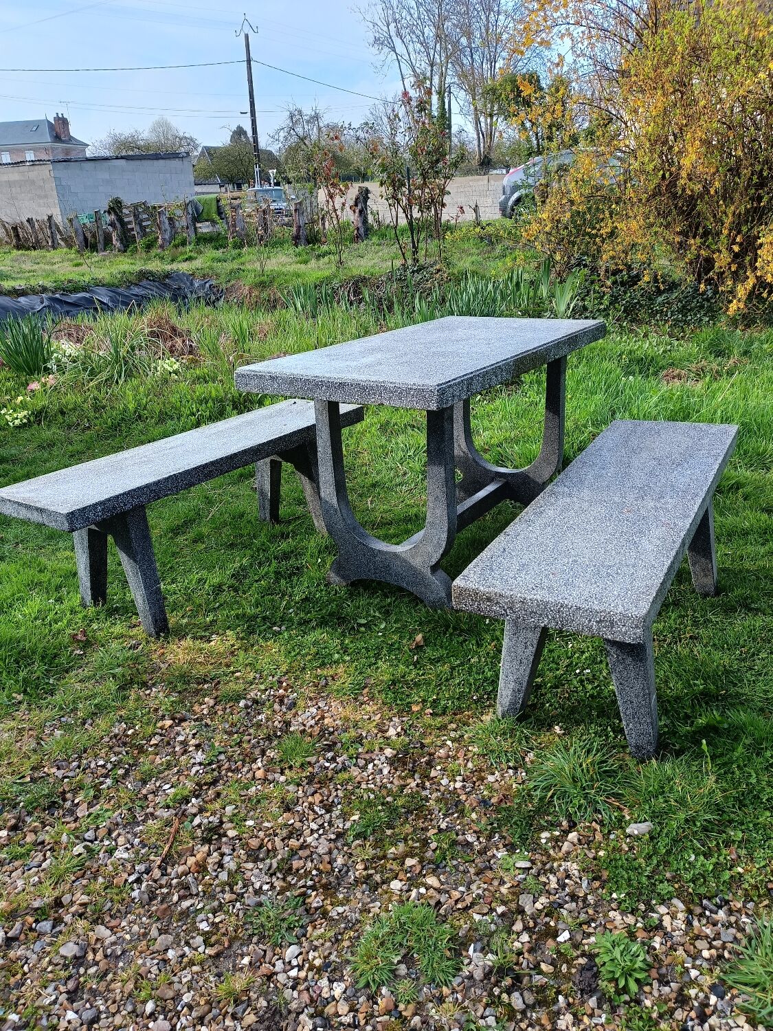 Old garden furniture in vintage stone