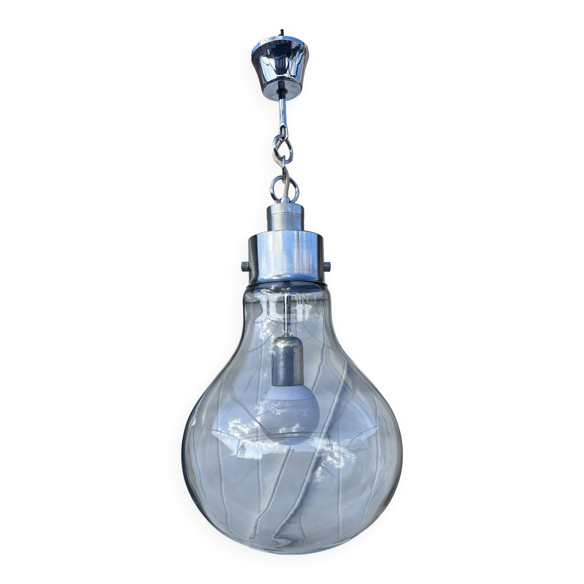 70s design smoked glass chandelier