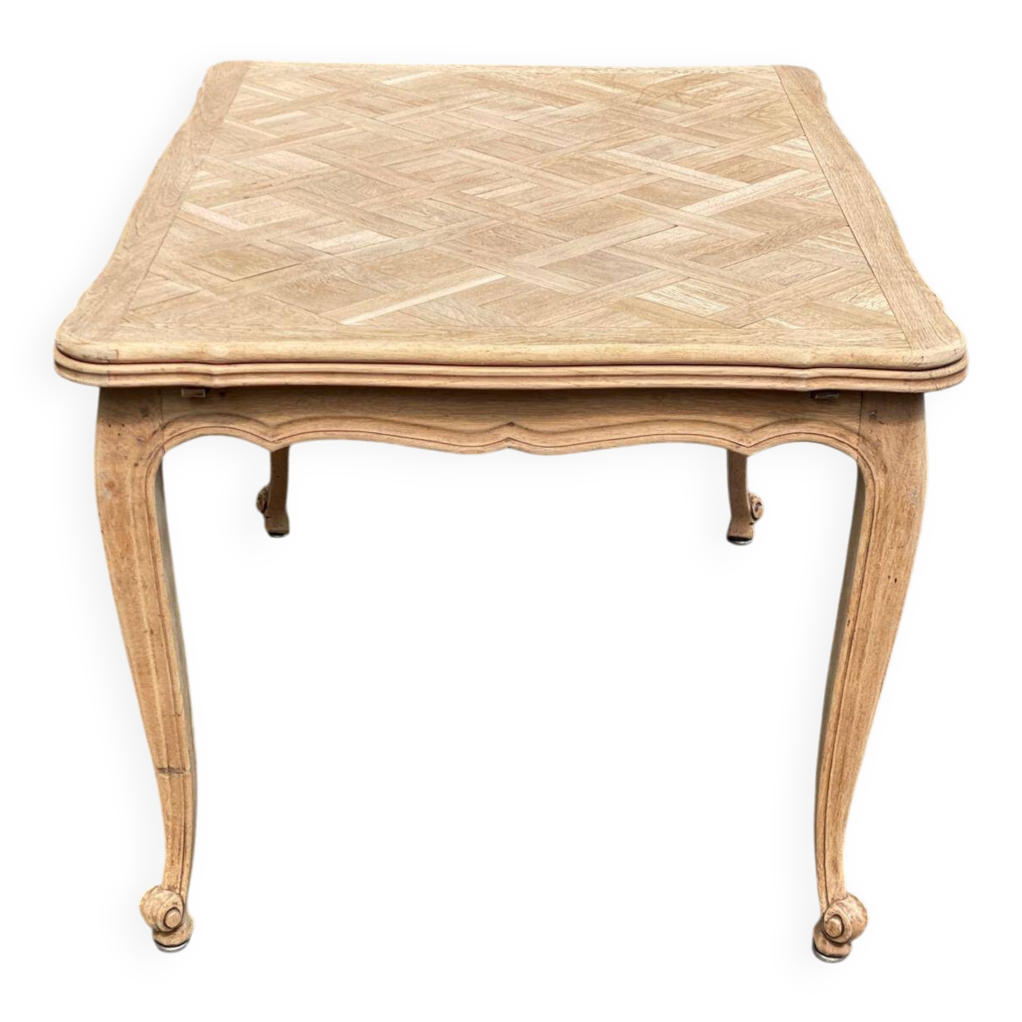 Renovated Louis XV extendable dining table in solid oak 120-200cm