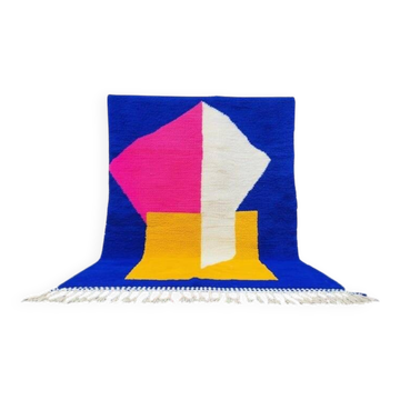 Tapis berbère beni ouraine fait main traditionnelle coloré taille 150 x 250