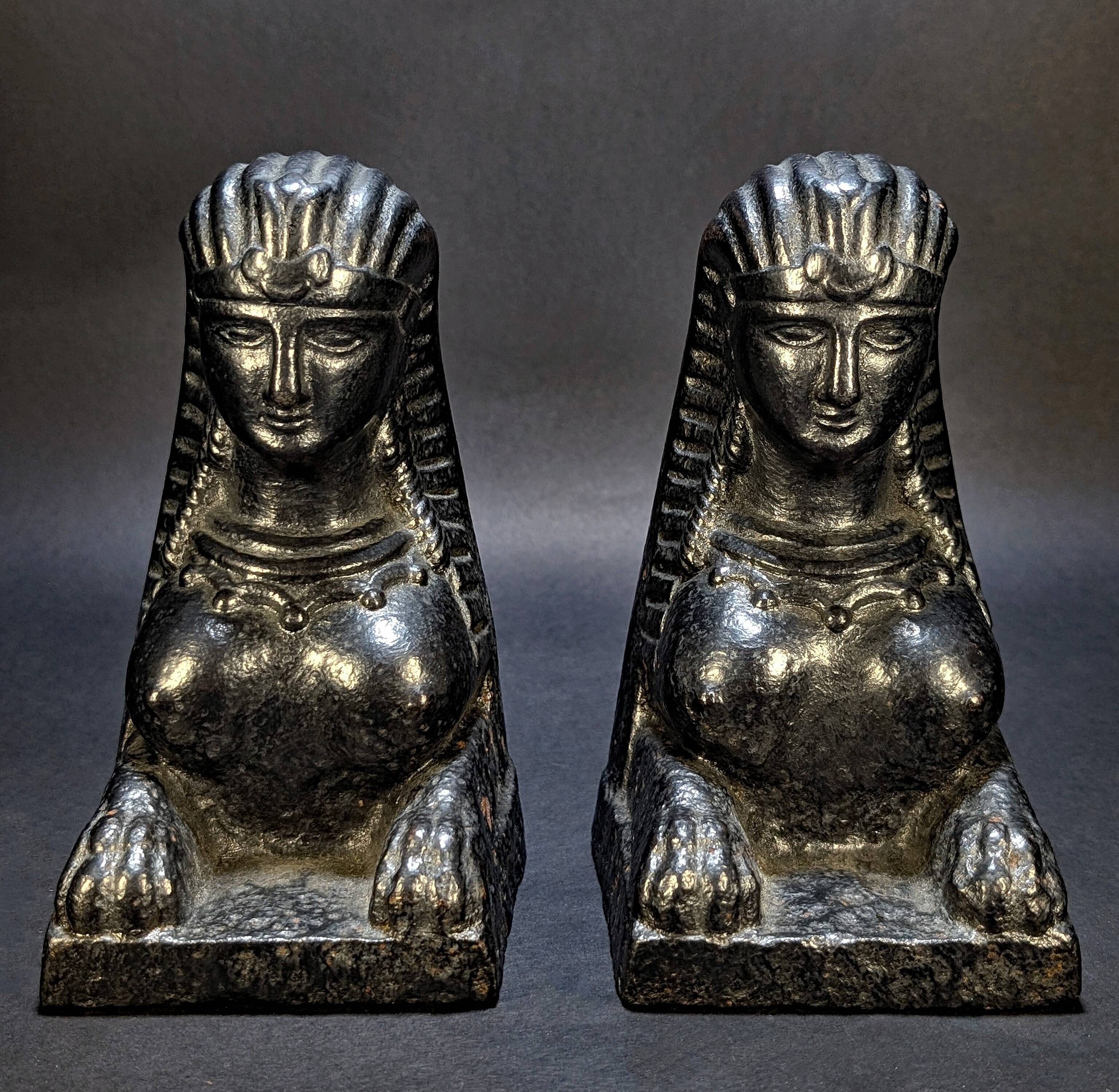 Ancient Orientalist Andirons – Assyrian Figures 18th Century