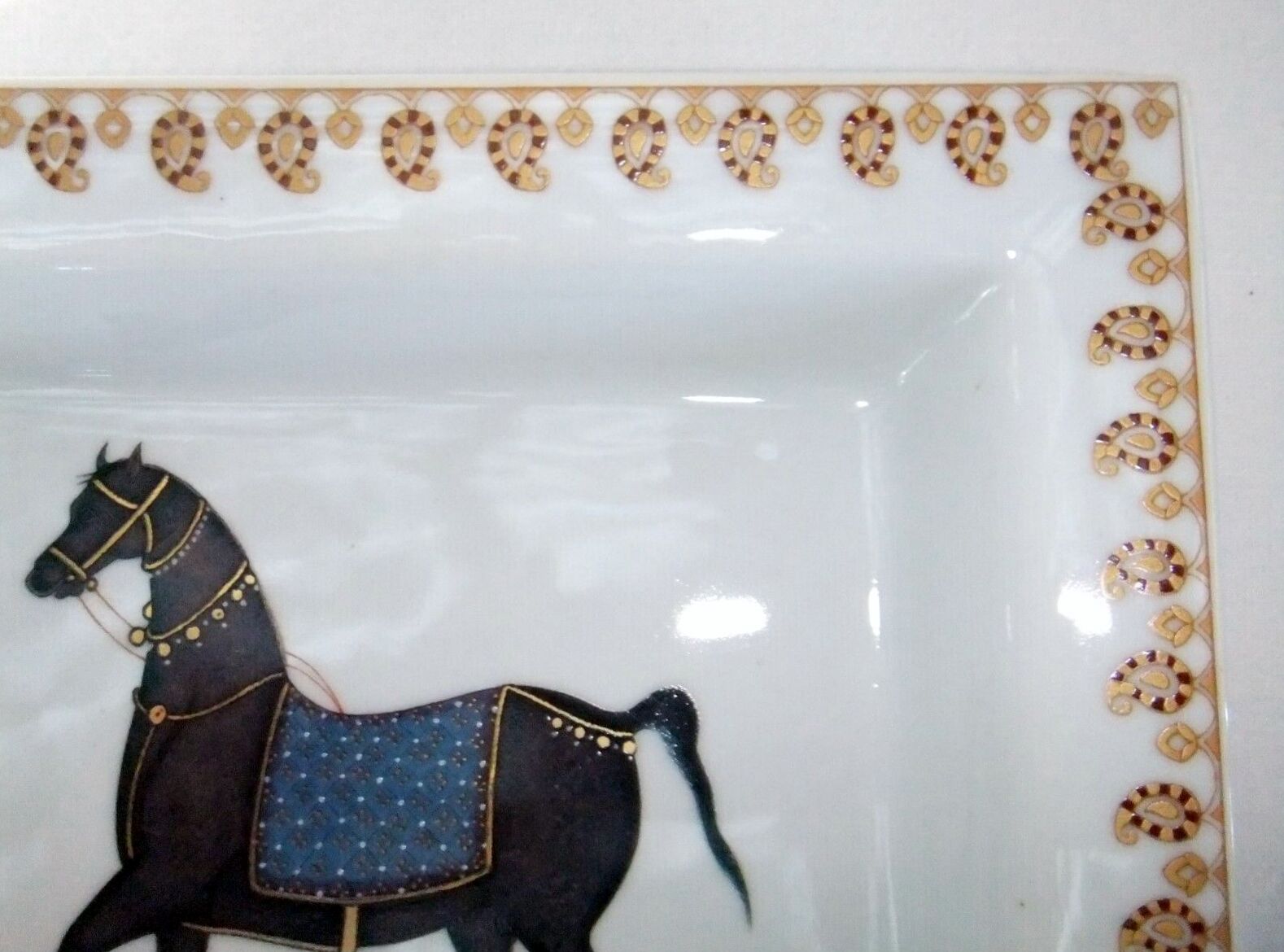Flat cup empty pocket Jean Dange paris horse porcelain