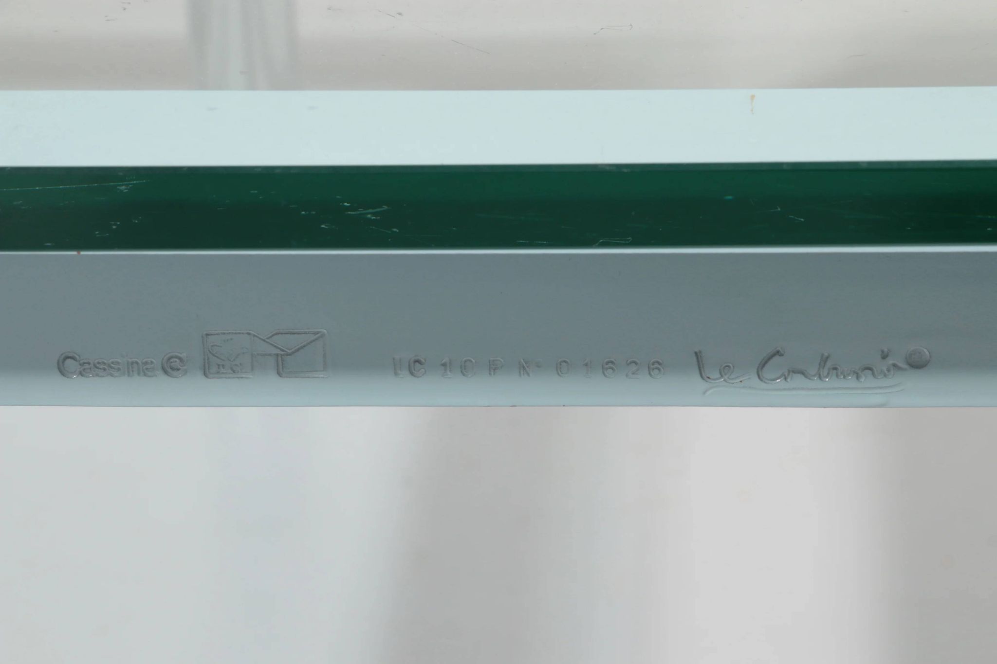 Cassina LC-10 coffee table by Le Corbusier – rare light blue glass edition