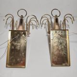 Par de lámparas de cristales. Italia, 1970s.