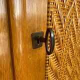 Chene and rattan cabinet