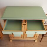 Restored Parisian Buffet – Wood & Sage-Colored Paint